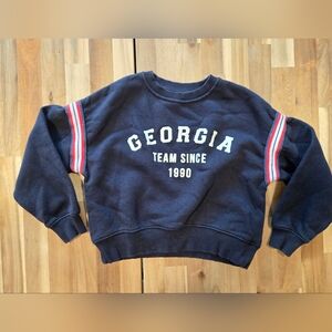 Zara Kids Navy Georgia Vintage University Style Crew Sweater Girls Size 7
